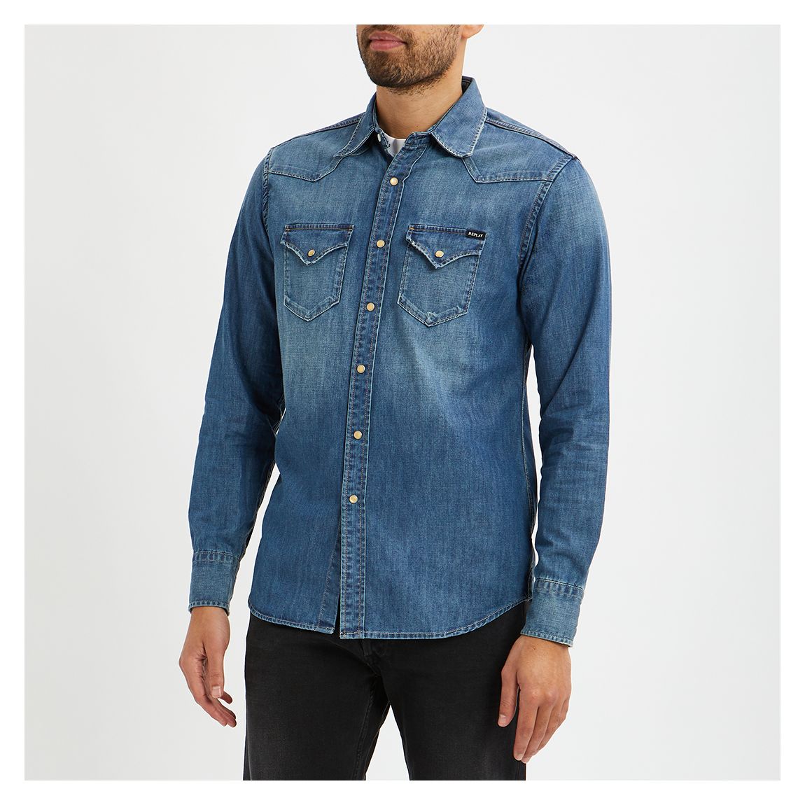 Blue Aged Denim Shirt main product photo