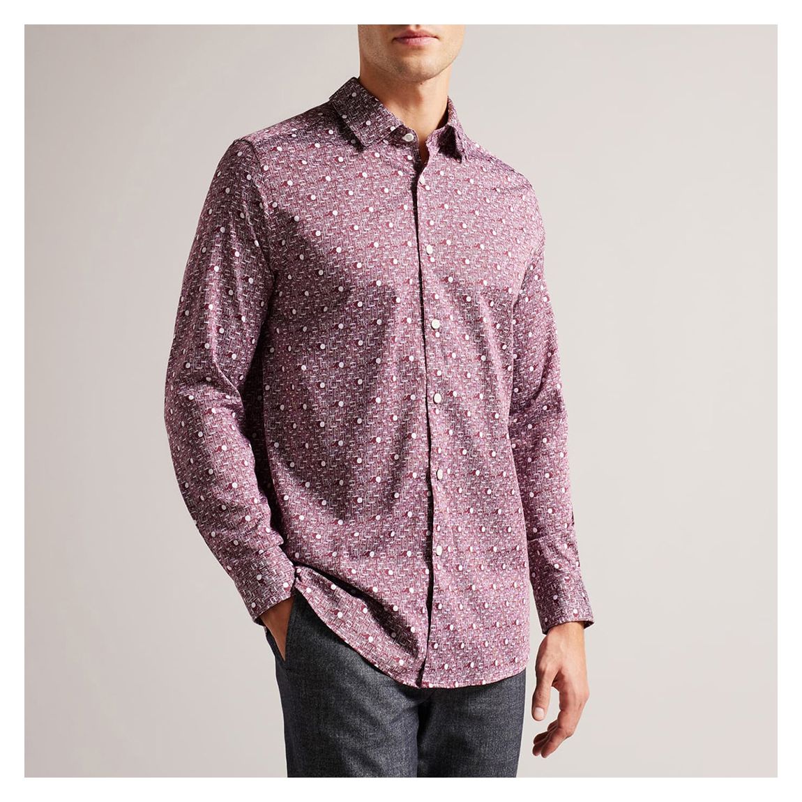 Maroon Spot Print Shirt main product photo