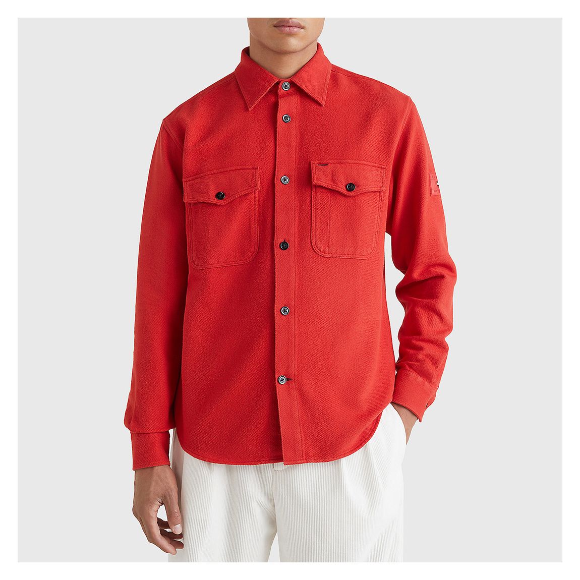 Deep Red Brushed Cotton Overshirt main product photo