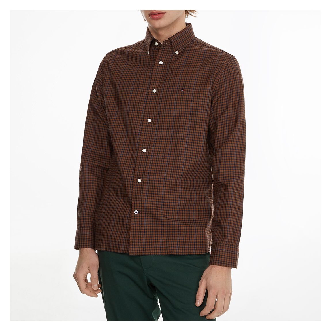 Brown Flannel Tattersall Check Cotton Shirt main product photo