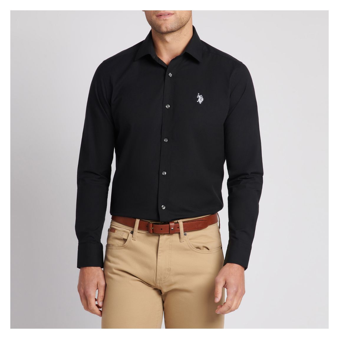 Black Plain Cotton Poplin Shirt main product photo