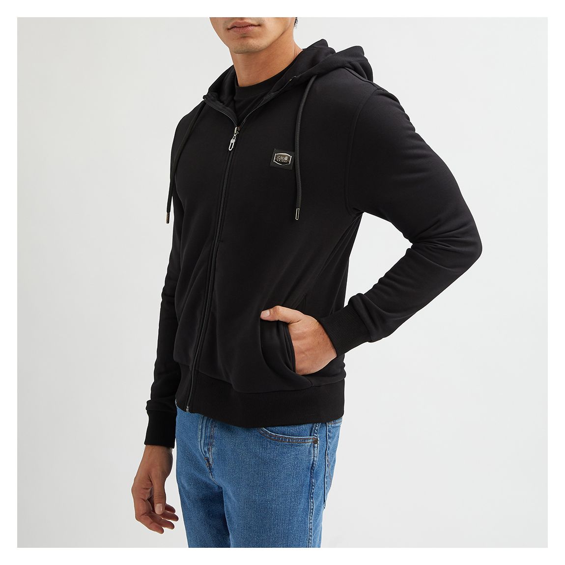 Black Logo Cotton Blend Zip Hoodie main product photo