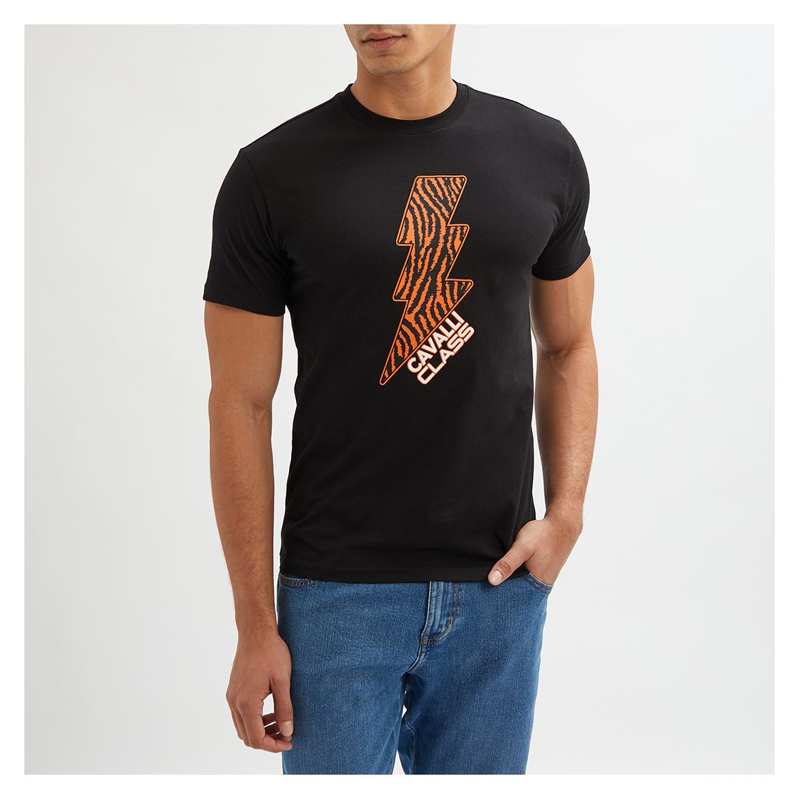 Black Lightning Graphic Cotton T-Shirt main product photo