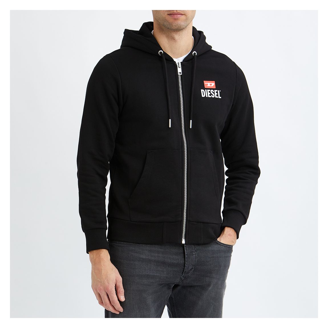 Black Girk Zipped Cotton Hoodie main product photo