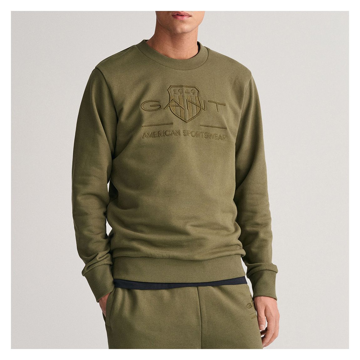 Khaki Tonal Shield Cotton Sweatshirt main product photo
