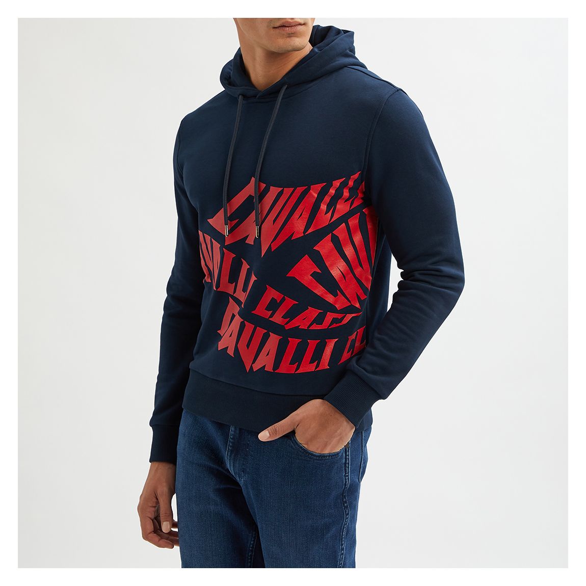 Navy Logo Graphic Cotton Blend Hoodie main product photo