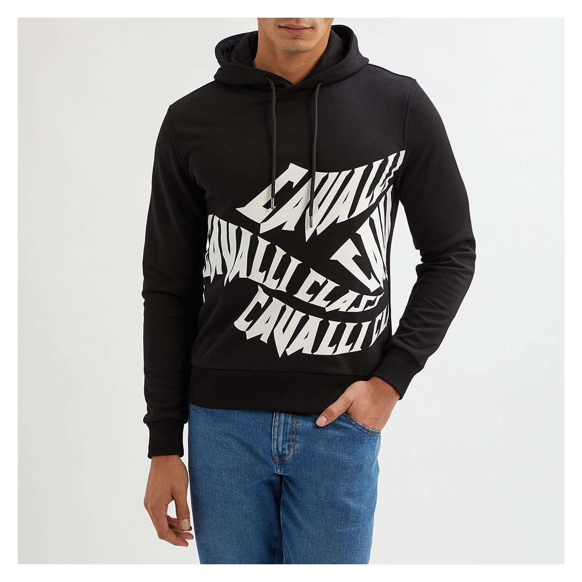 Black Logo Graphic Cotton Blend Hoodie main product photo