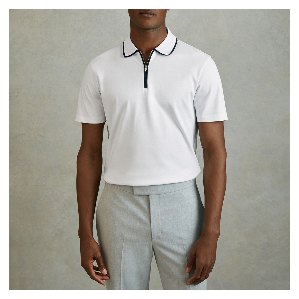 White Cannes Cotton Half Zip Polo main product photo