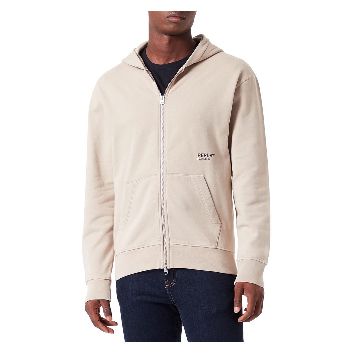 Taupe Full Zip Organic Cotton Hoodie main product photo