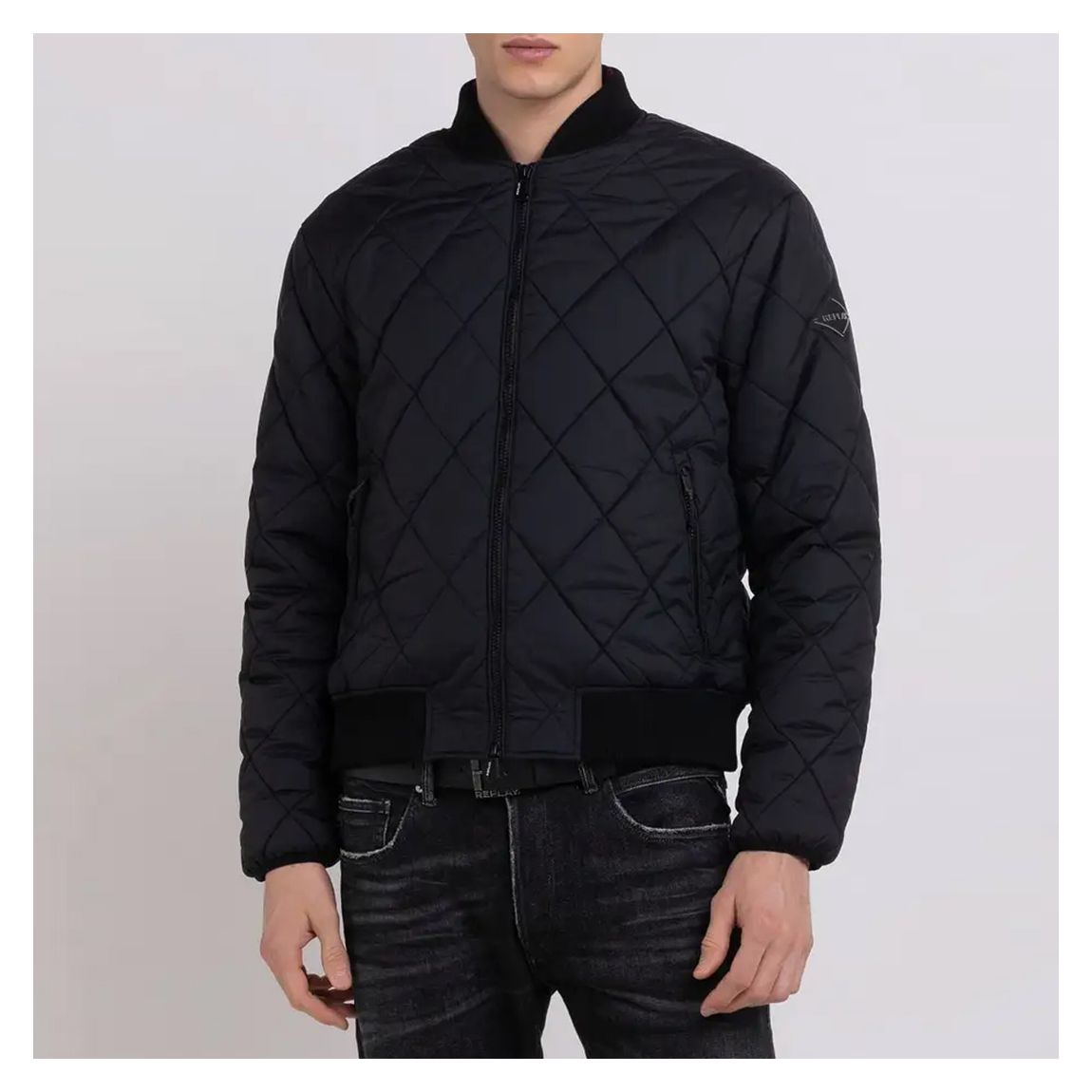 Black Quilted Zip Up Jacket main product photo