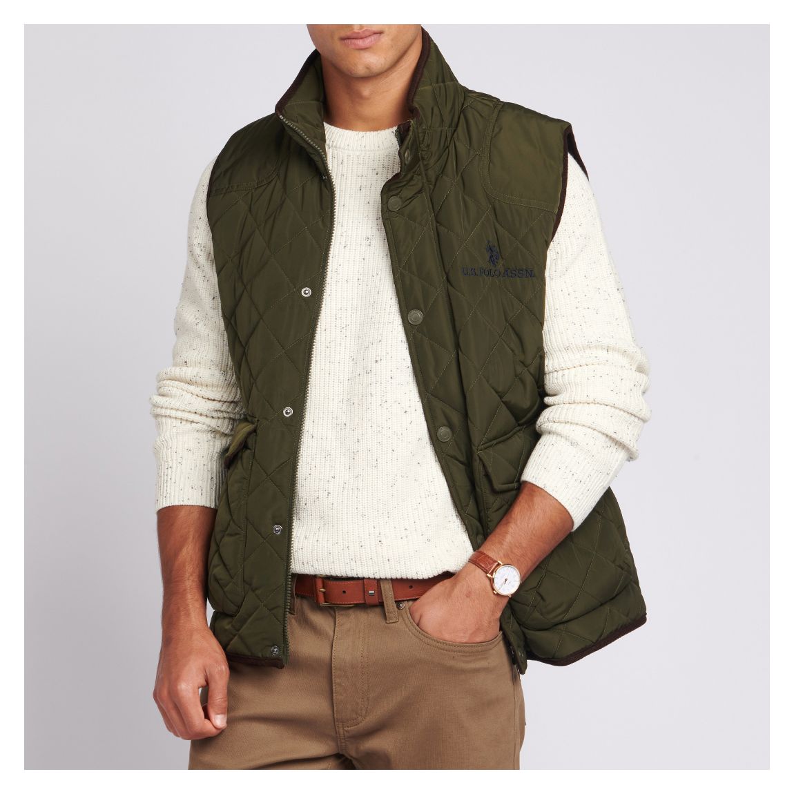 Khaki Quilted Gilet main product photo