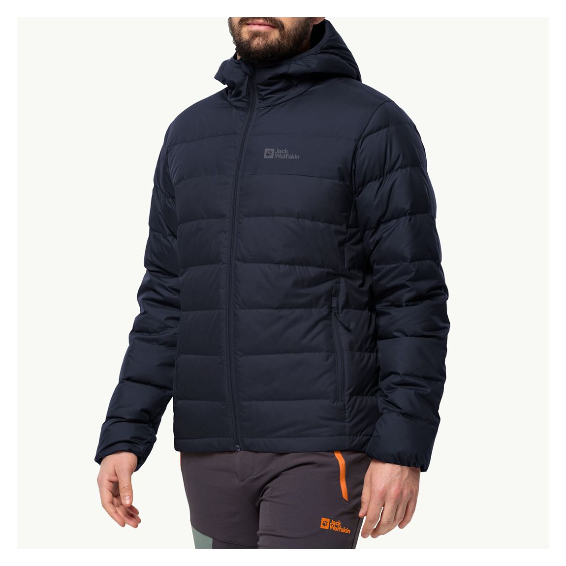 Navy Ather Down Hooded Jacket main product photo