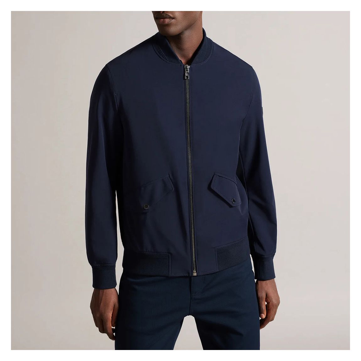 Navy Nylon Bomber Jacket main product photo