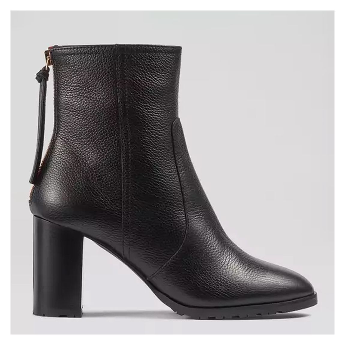 Black Nora Grainy Leather Heeled Ankle Boots main product photo