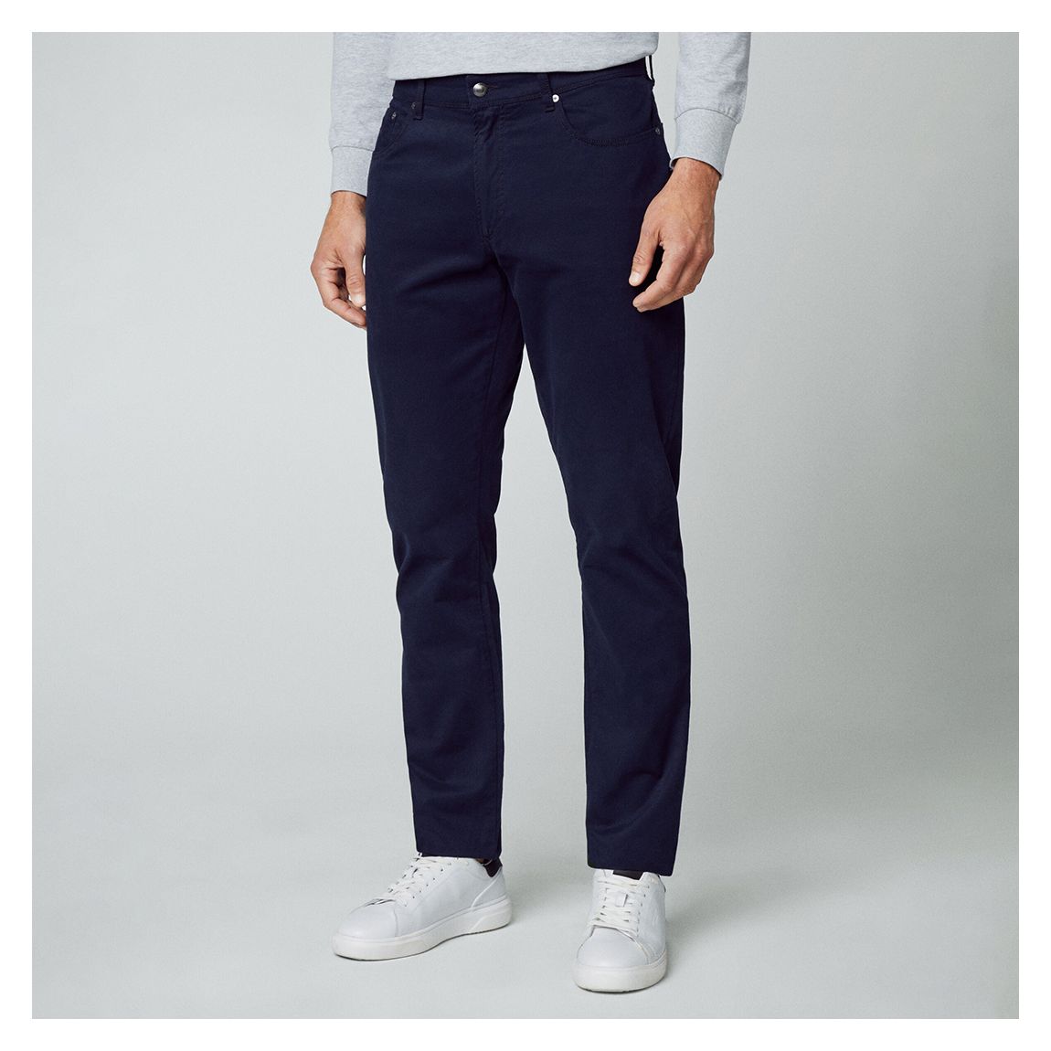 Navy Cotton 5 Pocket Slim Trousers main product photo