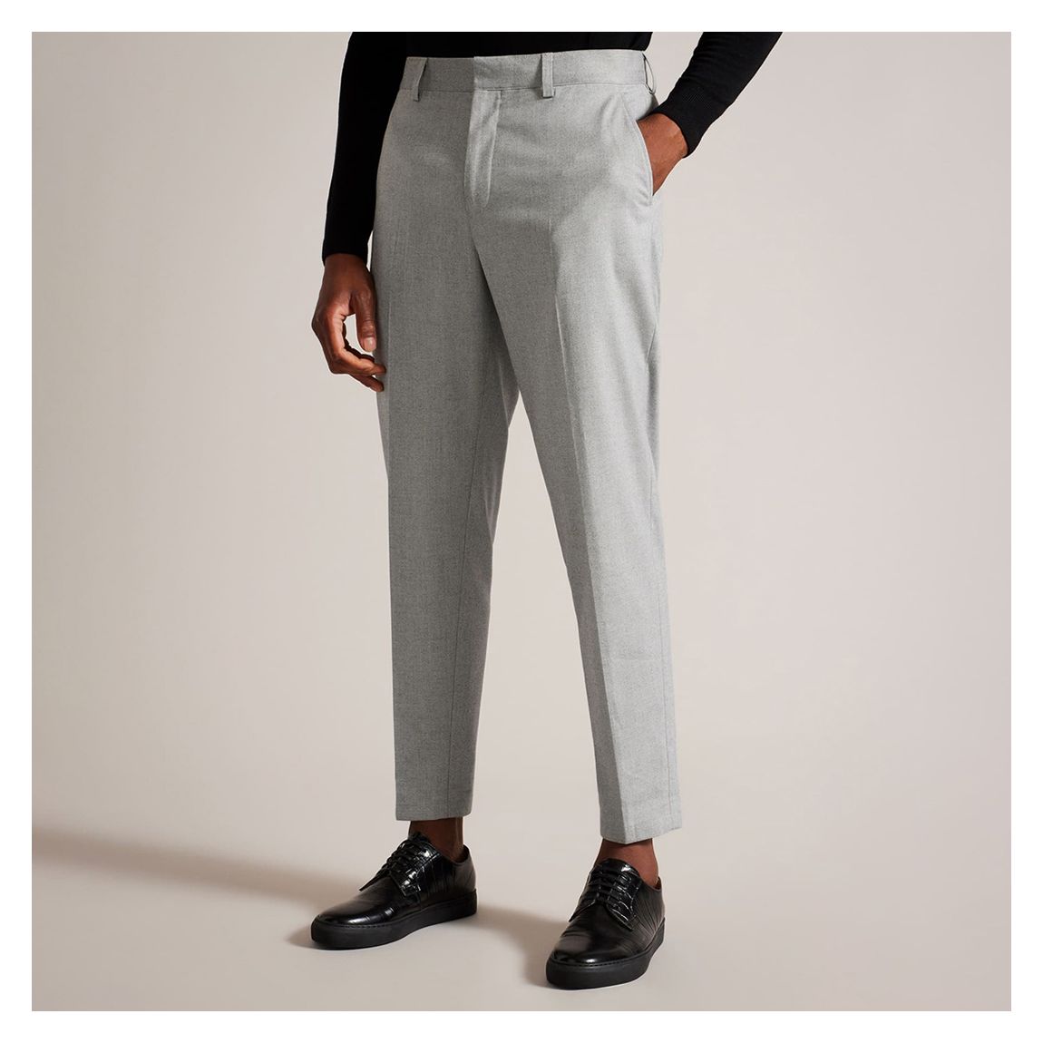 Light Grey Tapered Herringbone Trouser main product photo