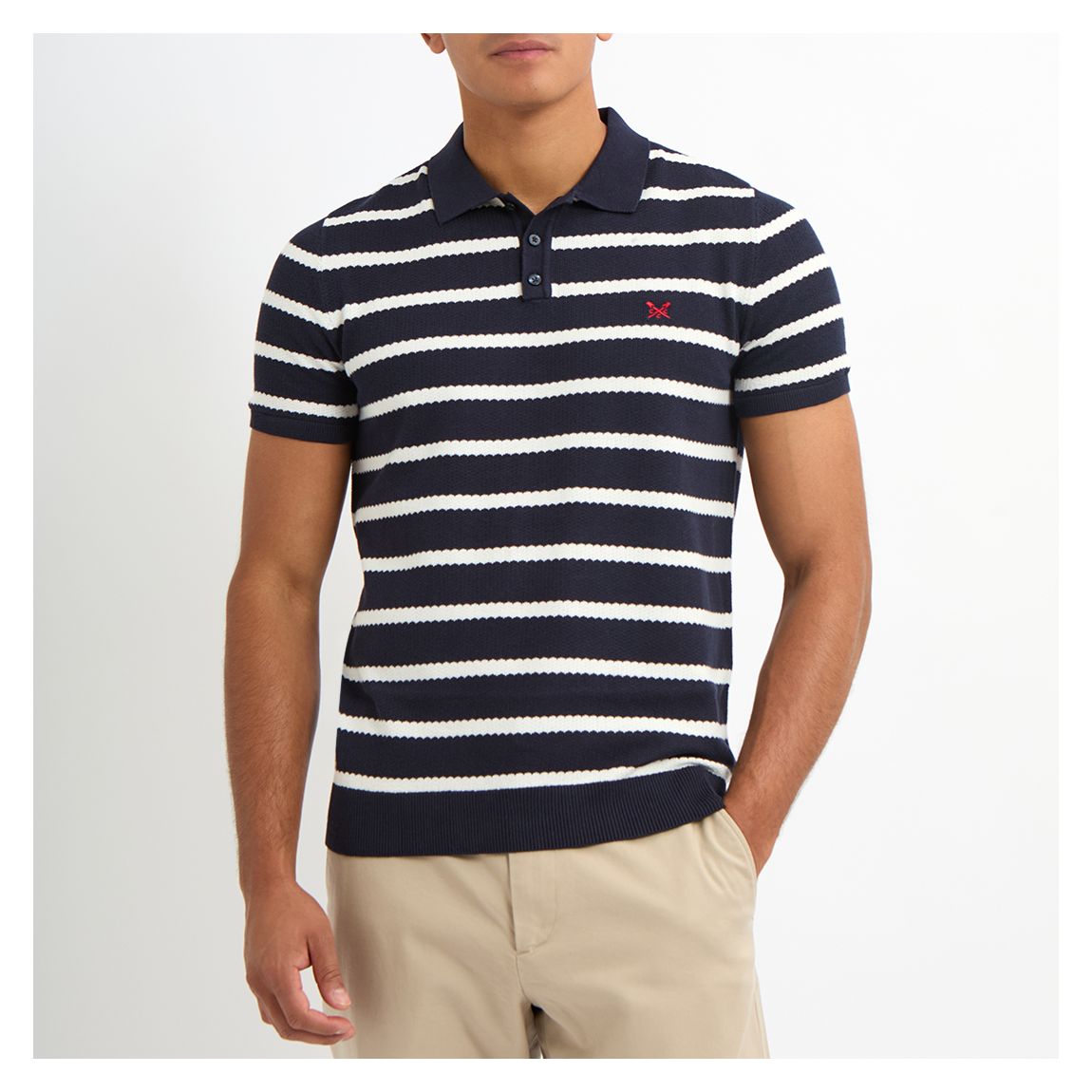 Navy Textured Cotton Polo main product photo