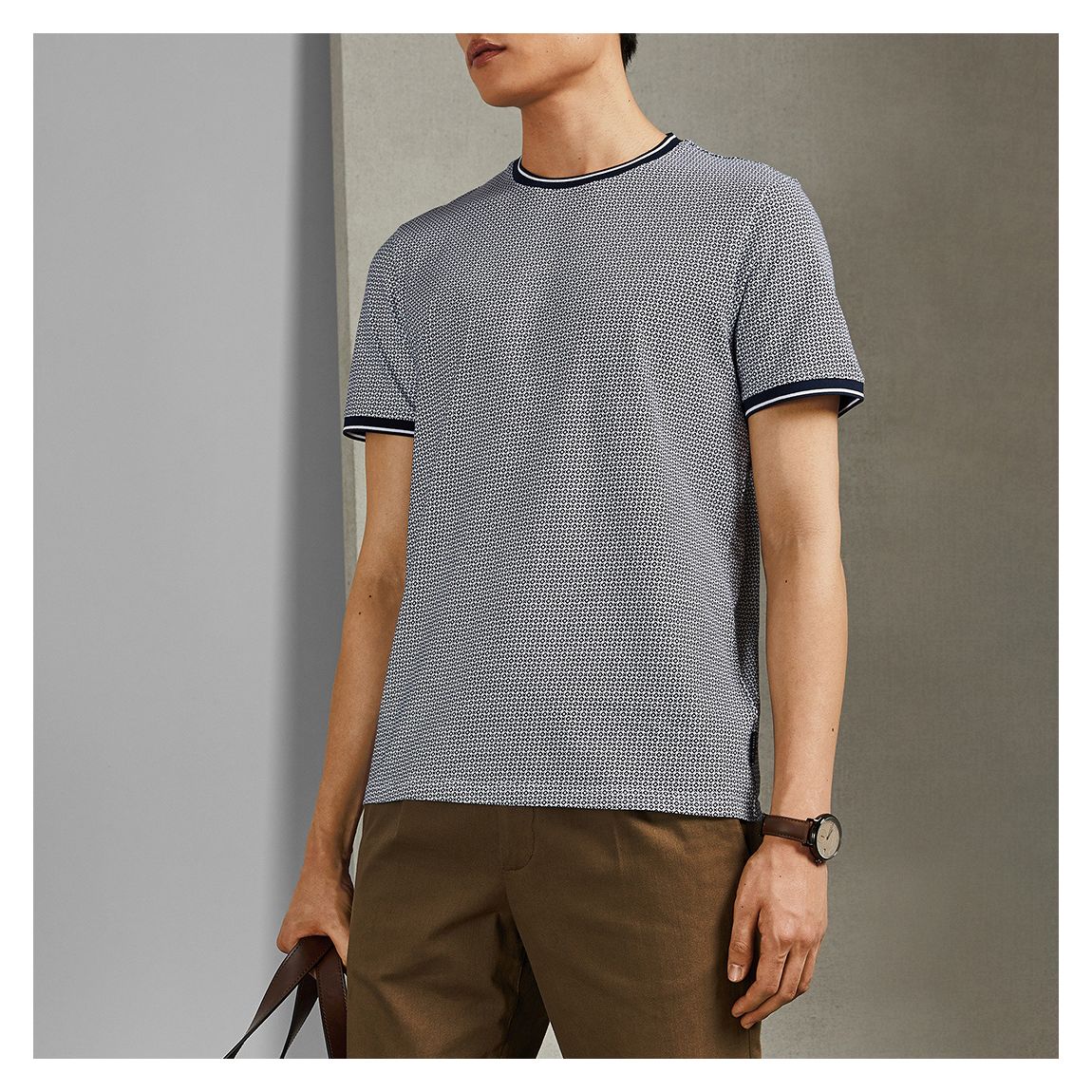 Navy Geckoe Striped Cotton T-Shirt main product photo