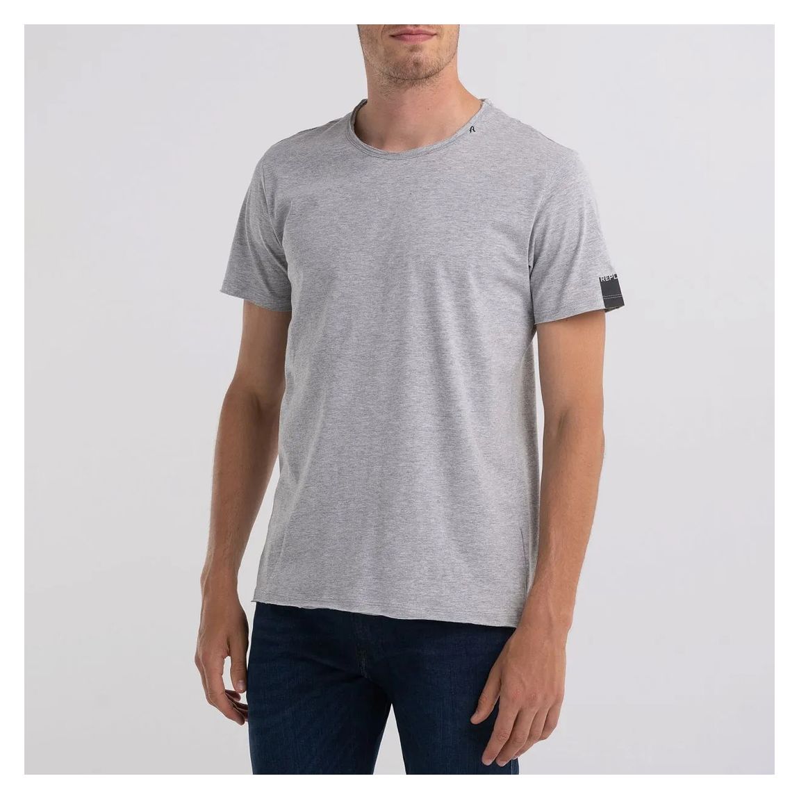 Grey Raw Cut Cotton T-Shirt main product photo