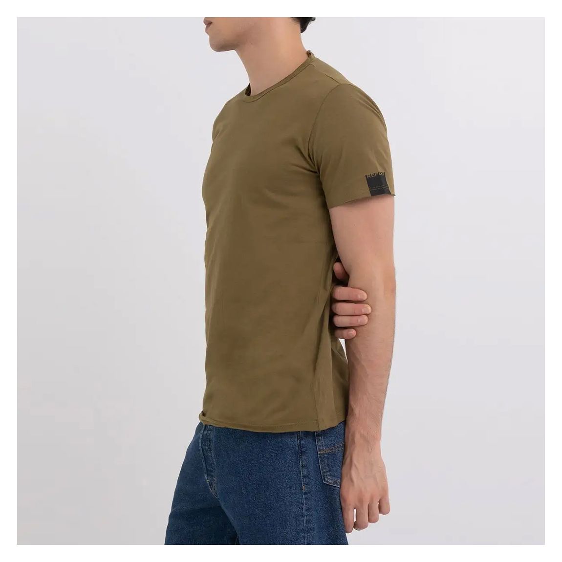 Khaki Raw Cut Cotton T-Shirt main product photo