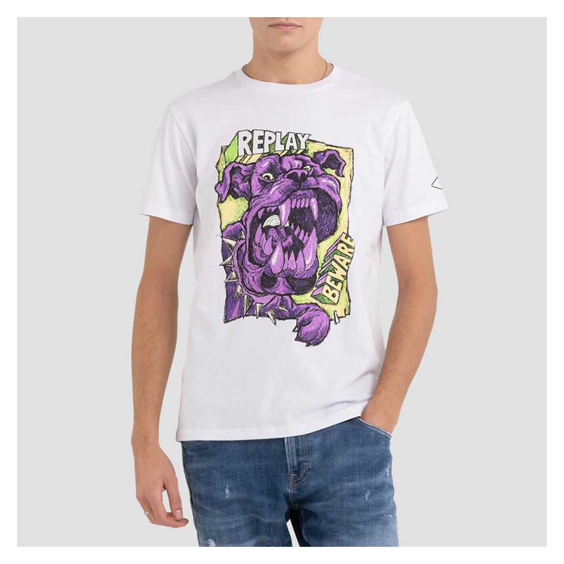 White Fluro Print Cotton T-Shirt main product photo
