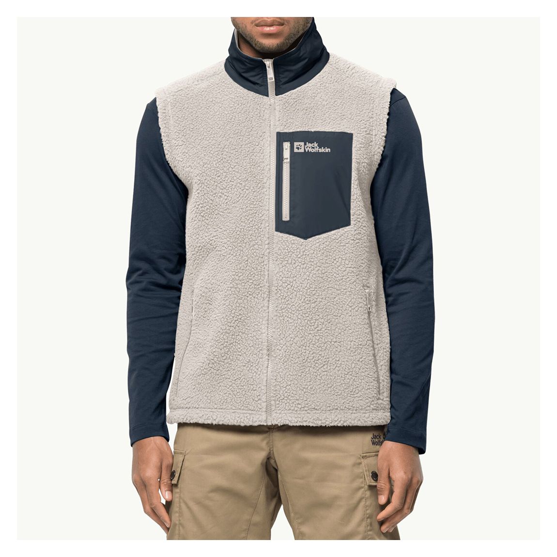 Light Beige Kingways Fleece Gilet main product photo
