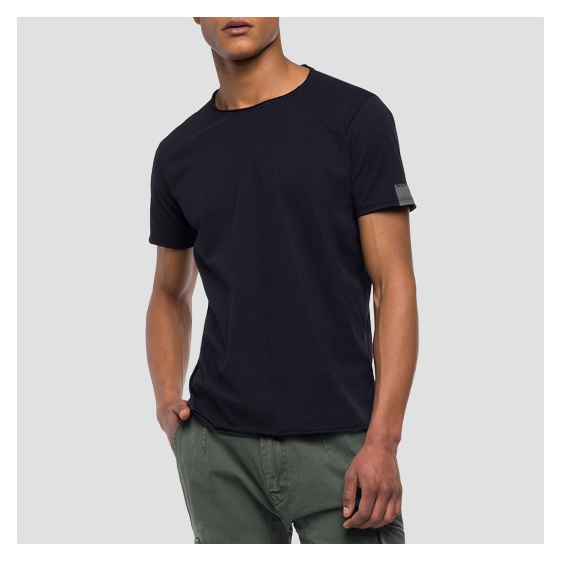 Black Raw Cut Cotton T-Shirt main product photo