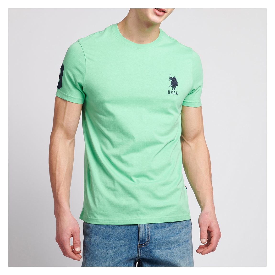 Green Embroidered Chest Logo Cotton T-Shirt main product photo