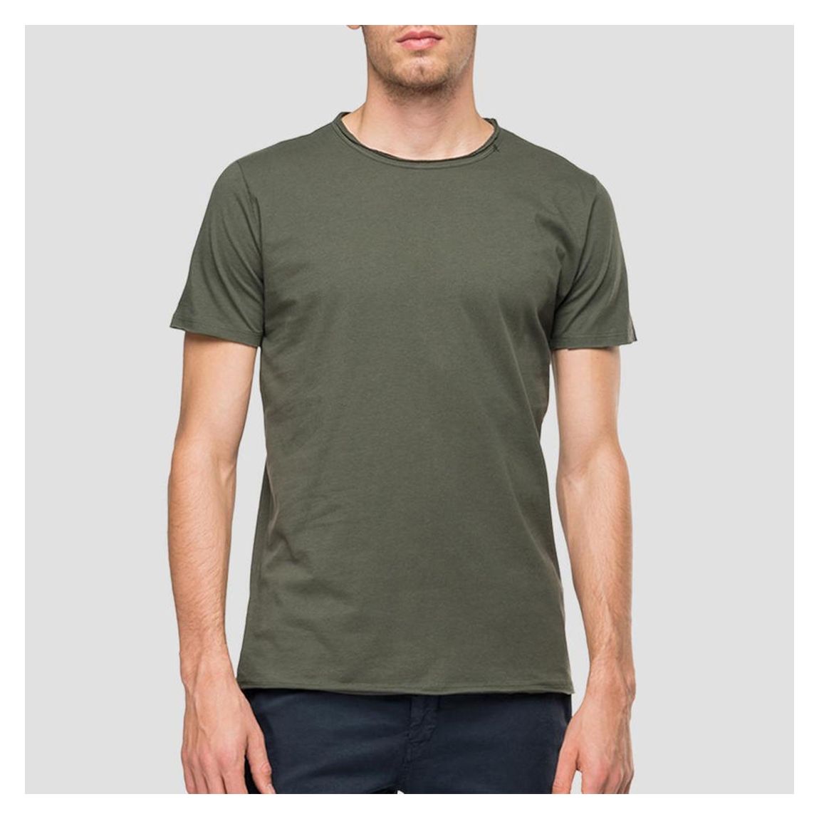 Khaki Raw Cut Cotton T-Shirt main product photo