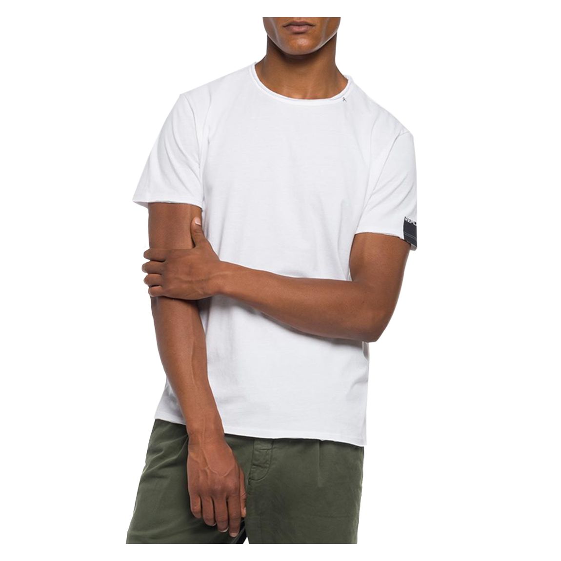 White Raw Cut Cotton T-Shirt main product photo