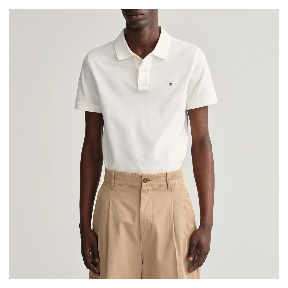 White Reg Shield Pique Cotton Polo Shirt main product photo