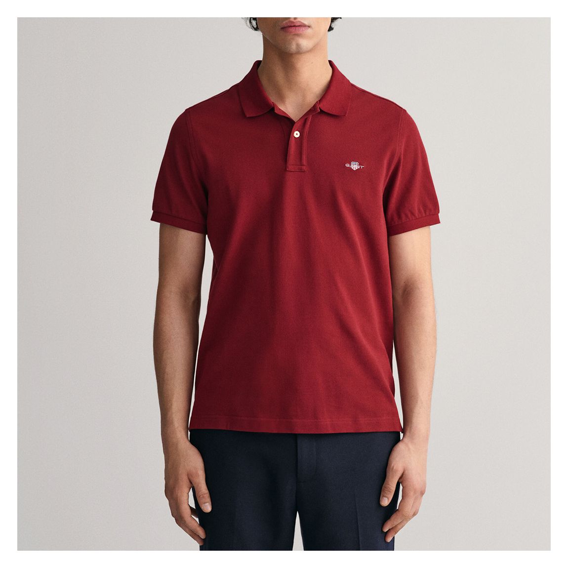 Burgundy Shield Pique Cotton Polo Shirt main product photo
