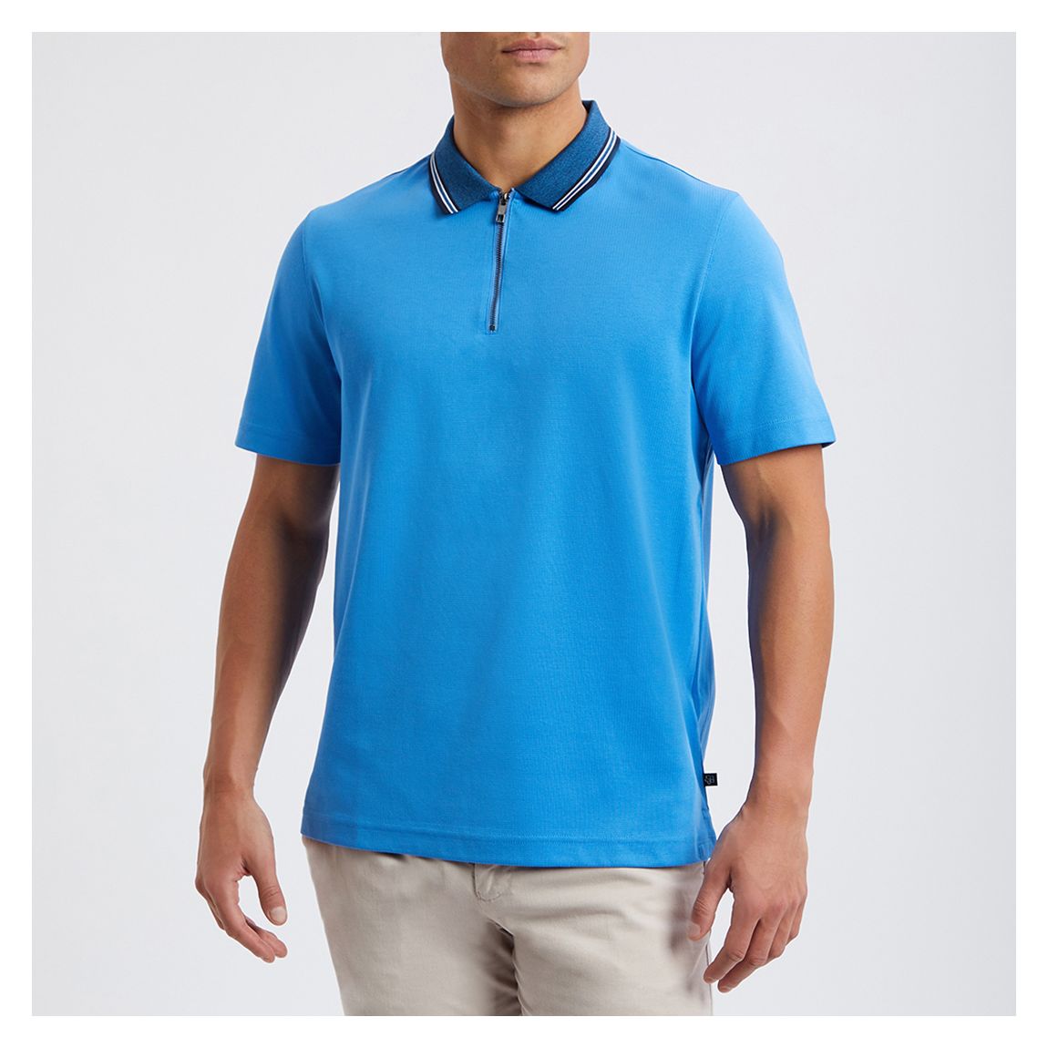 Blue Regular Fit Textured Polo Shirt main product photo
