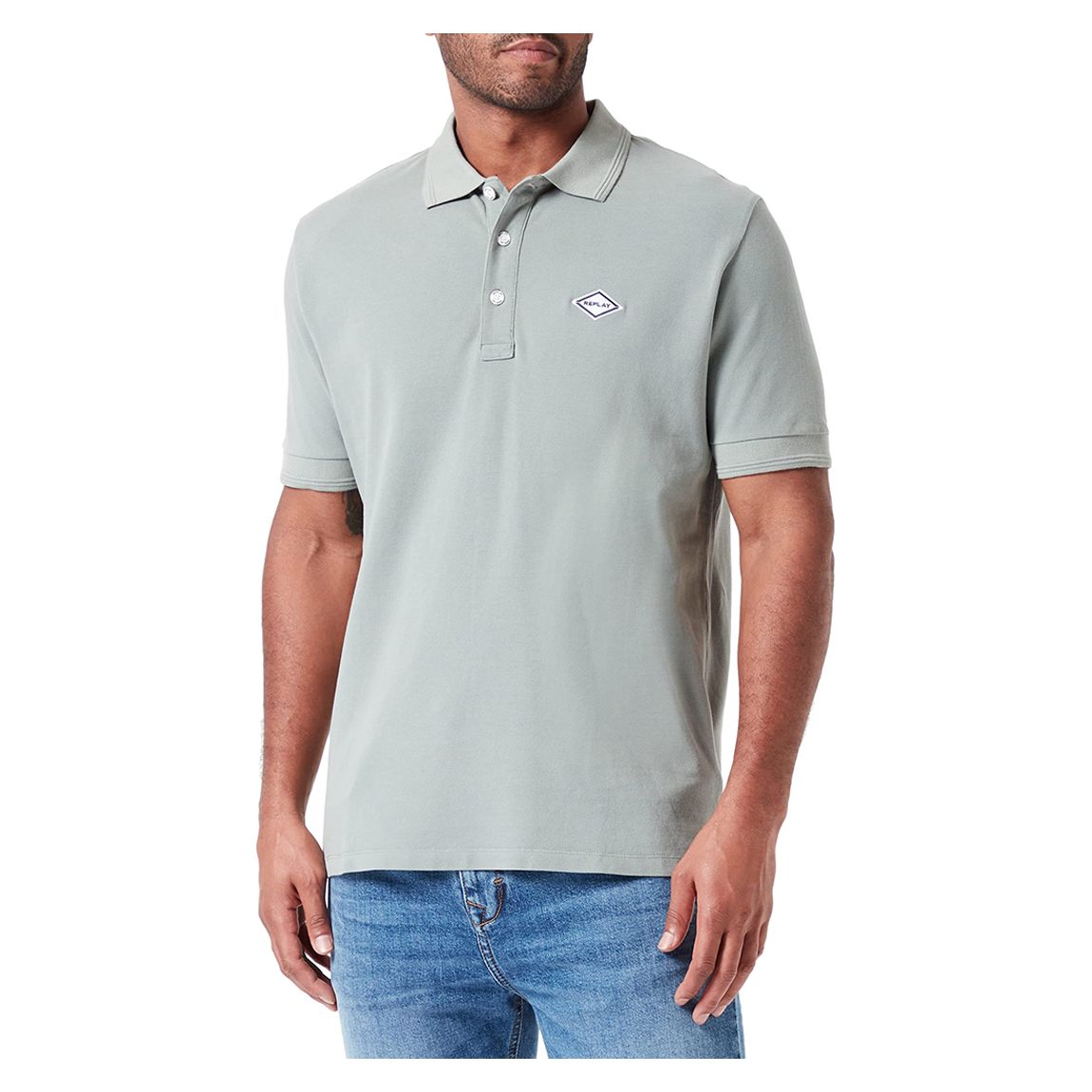 Grey Cotton Pique Polo Shirt main product photo