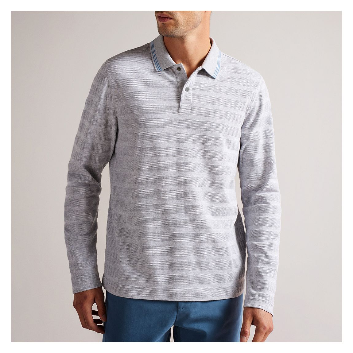 Light Blue Penine Long Sleeve Polo Shirt main product photo