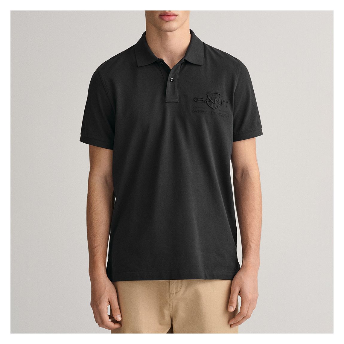 Black Tonal Shield Logo Cotton Polo Shirt main product photo