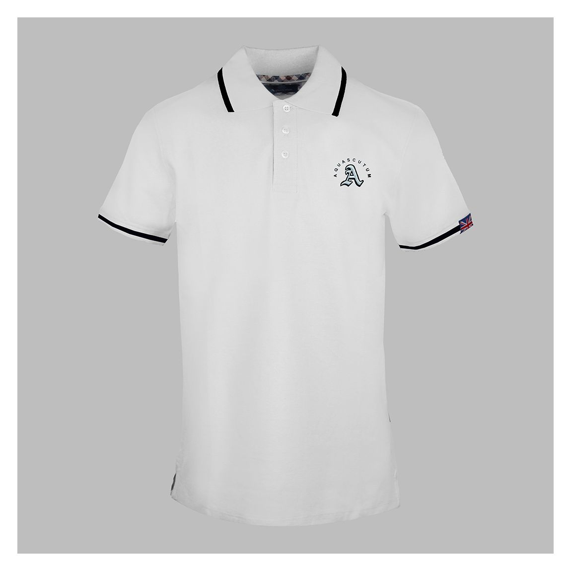 White Rounded Crest Cotton Polo Top main product photo