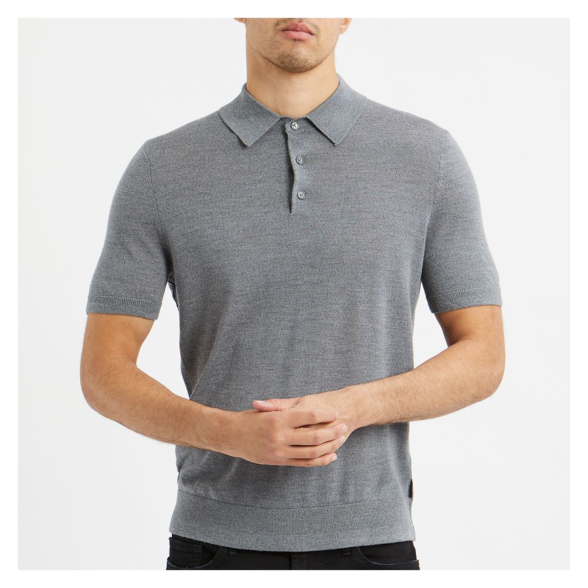 Grey Merino Core Polo Shirt main product photo