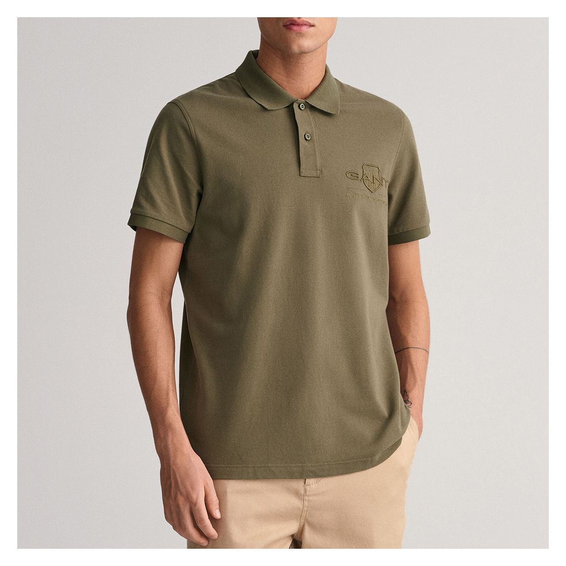 Khaki Tonal Shield Polo Shirt main product photo