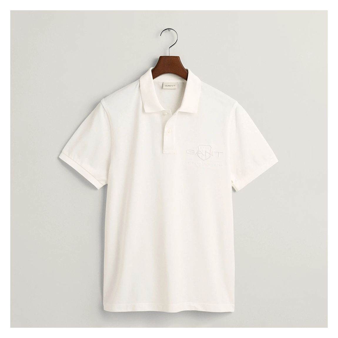 White Tonal Shield Cotton Polo Shirt main product photo