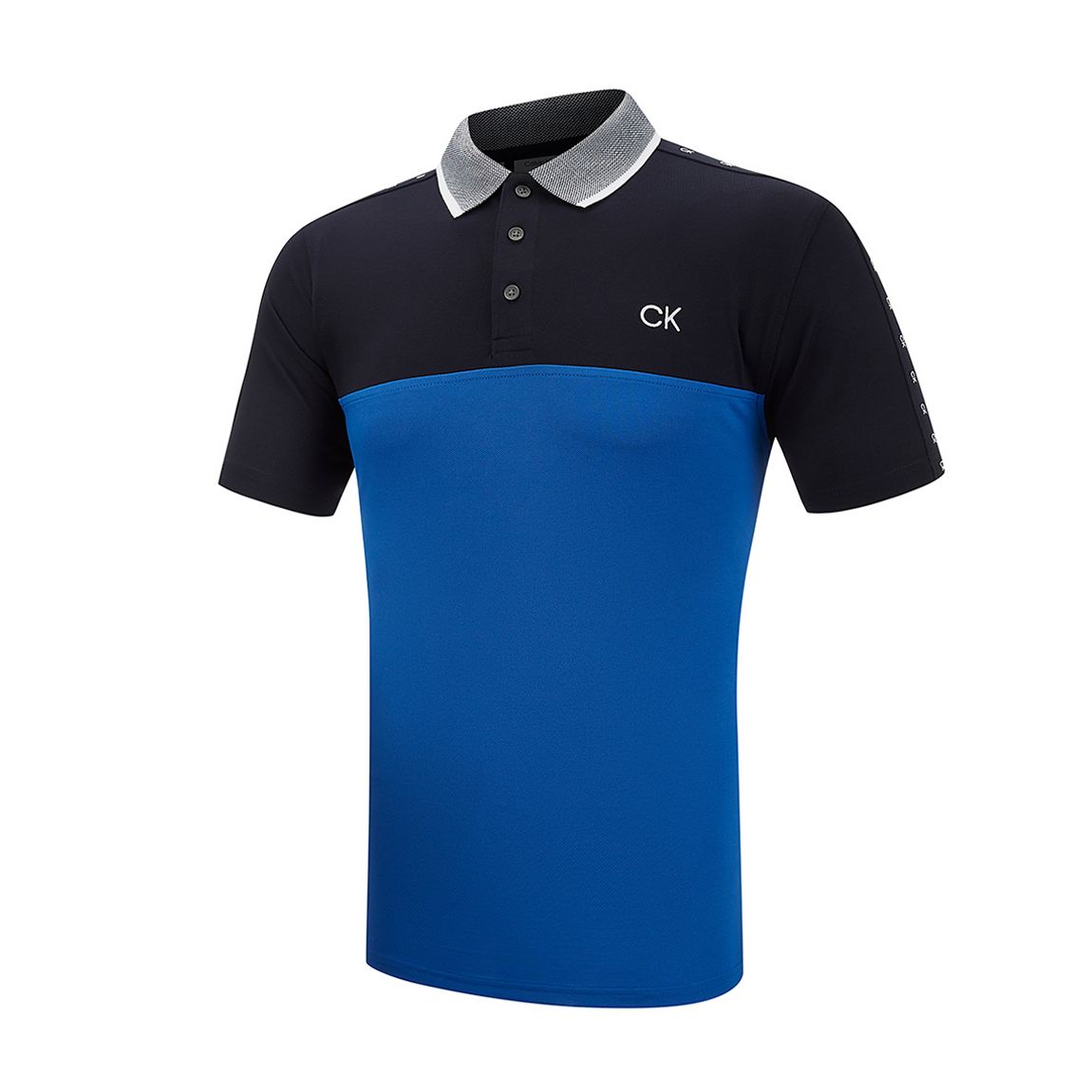 Blue Knitted Contrast Polo Shirt main product photo