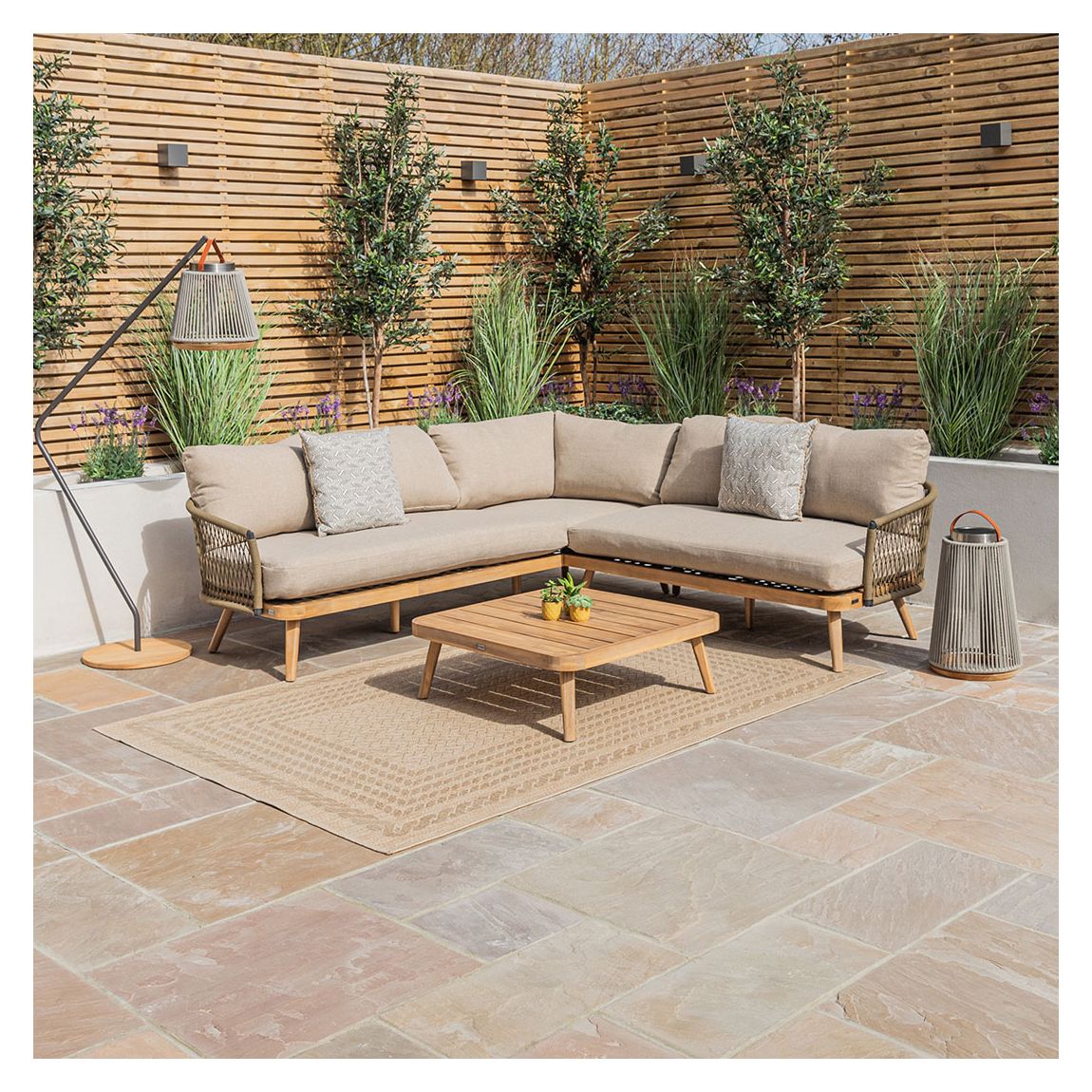 Bali Rope Weave Corner Sofa Set, Grey & Oatmeal main product photo