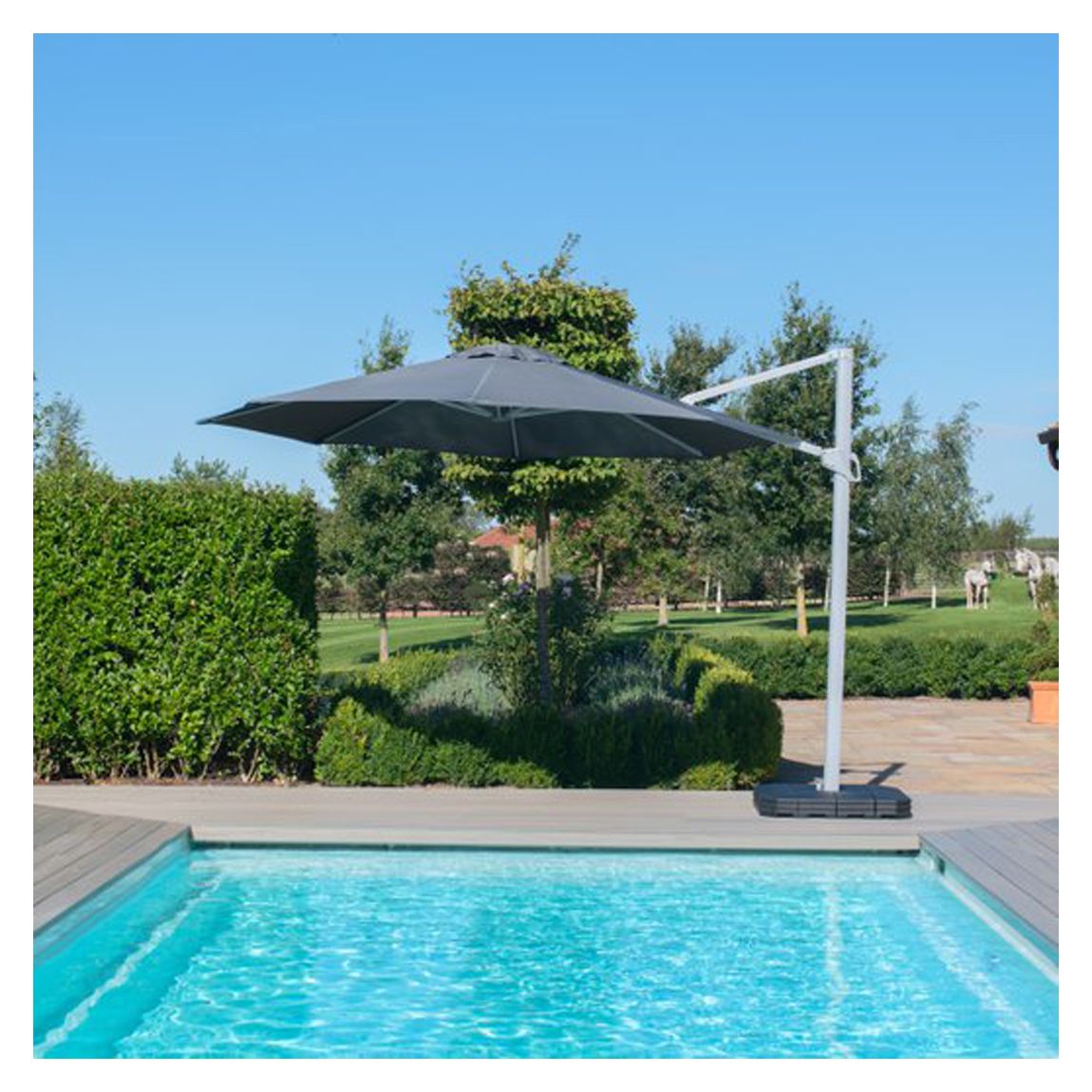 SAVE £120 - Zeus LED 3.5m Round Cantilever Parasol, Charcoal main product photo