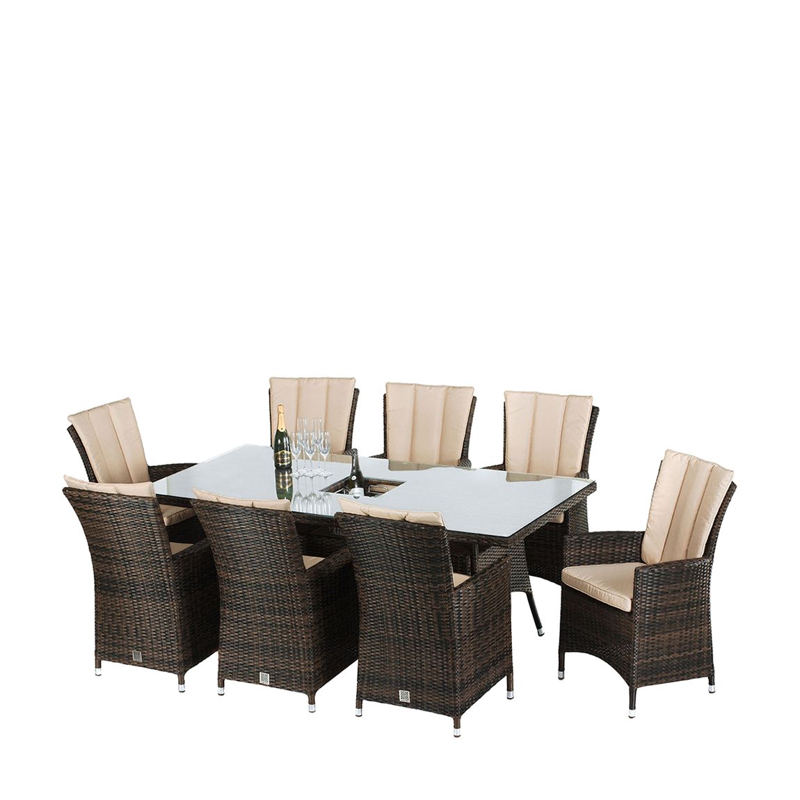 SAVE £360 - LA 8 Seat Rectangular Ice Bucket Dining Set / Brown main product photo