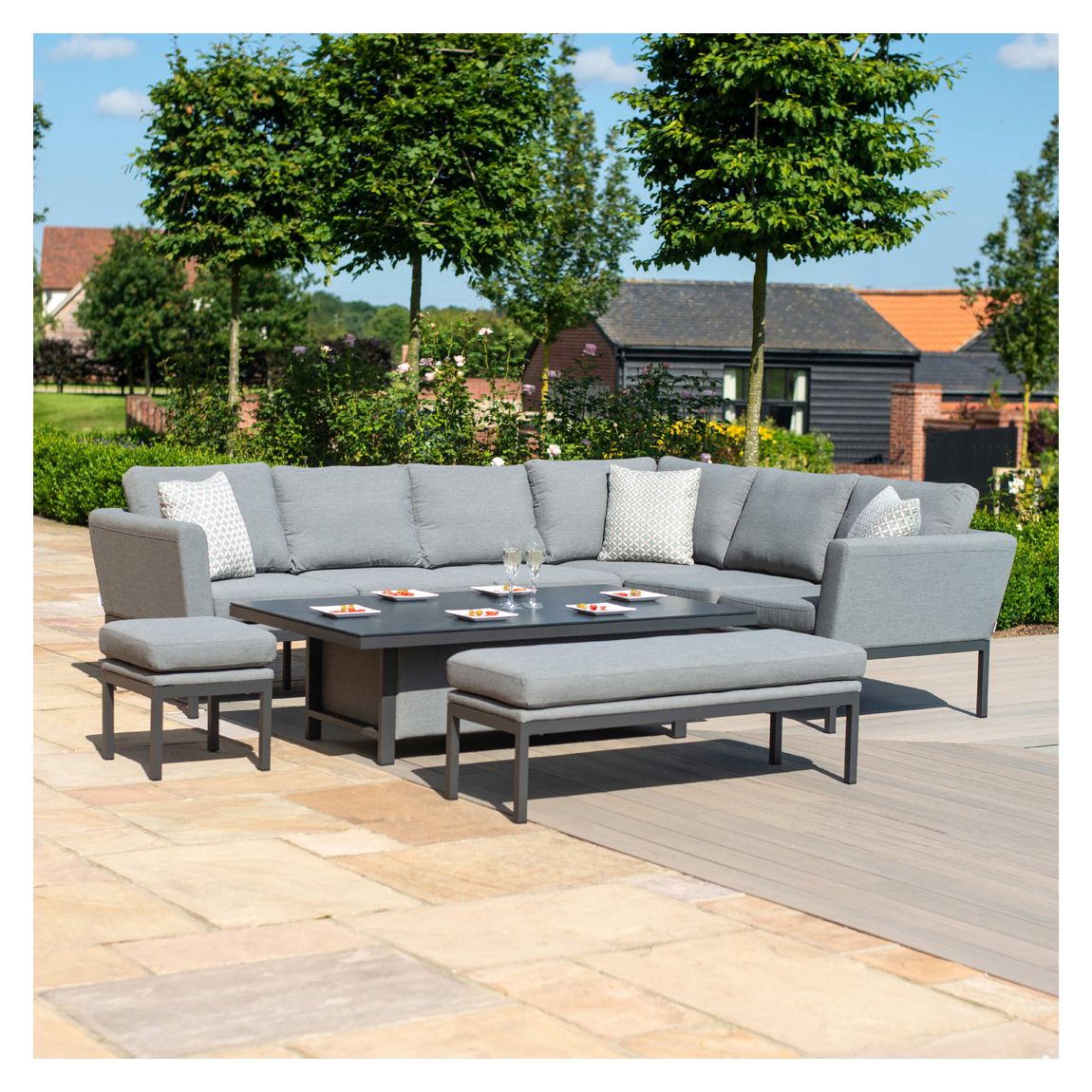 Pulse Left Handed Rectangular Corner Dining Set with Rising Table, Flanelle main product photo