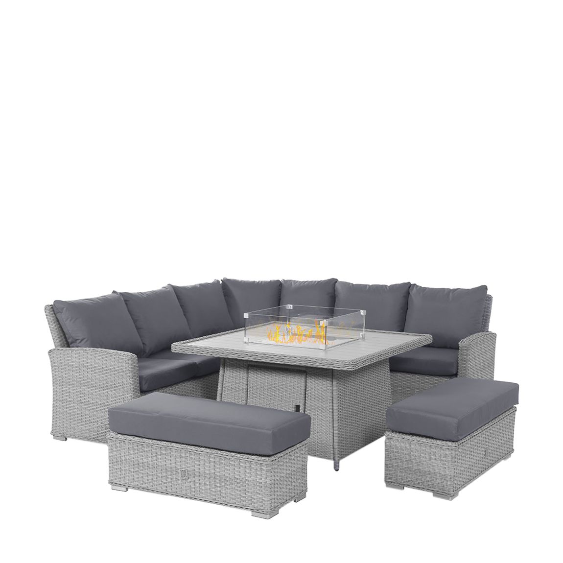 Ascot Deluxe Corner Dining Set with Fire Pit main product photo