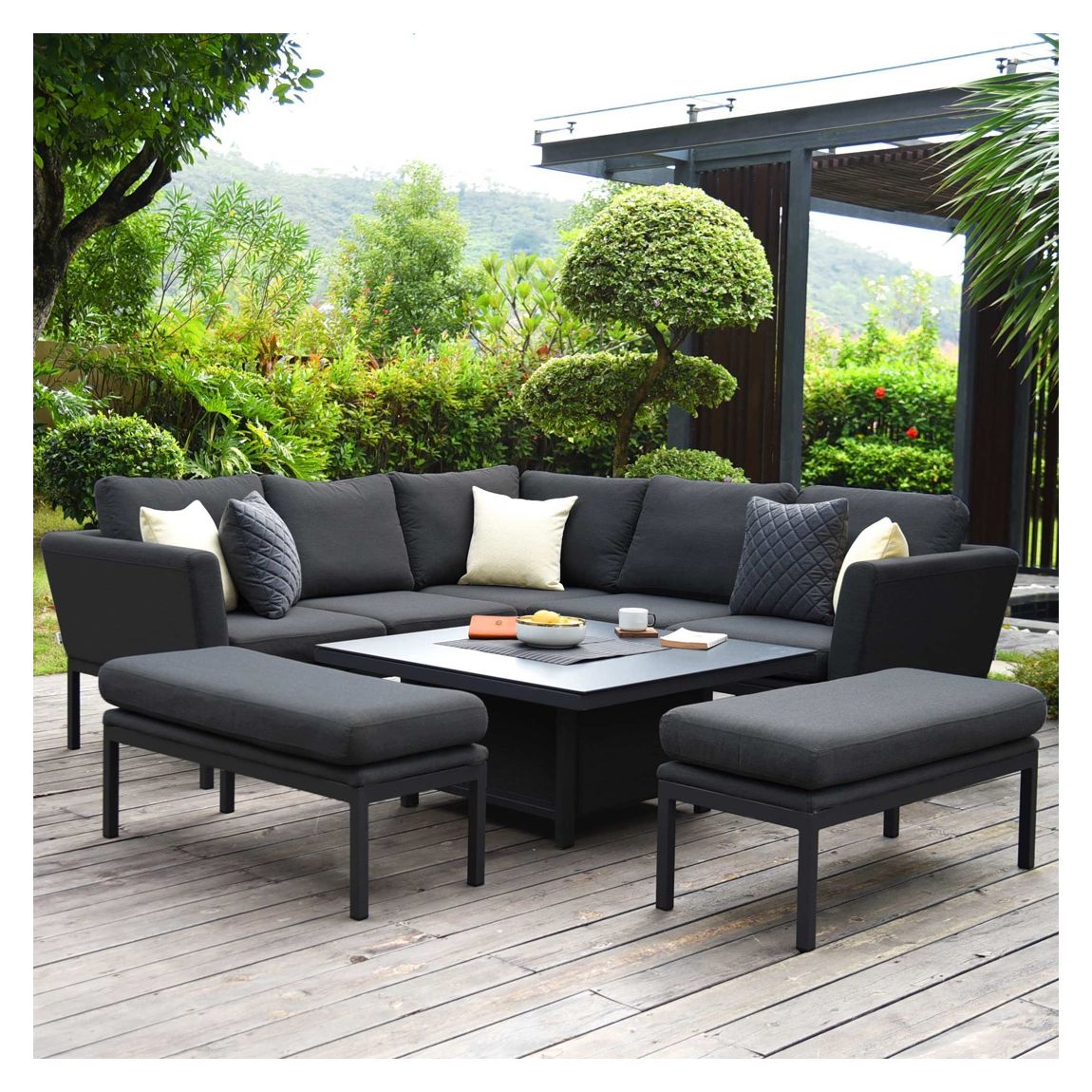 Pulse Square Corner Dining Set with Rising Table / Charcoal main product photo