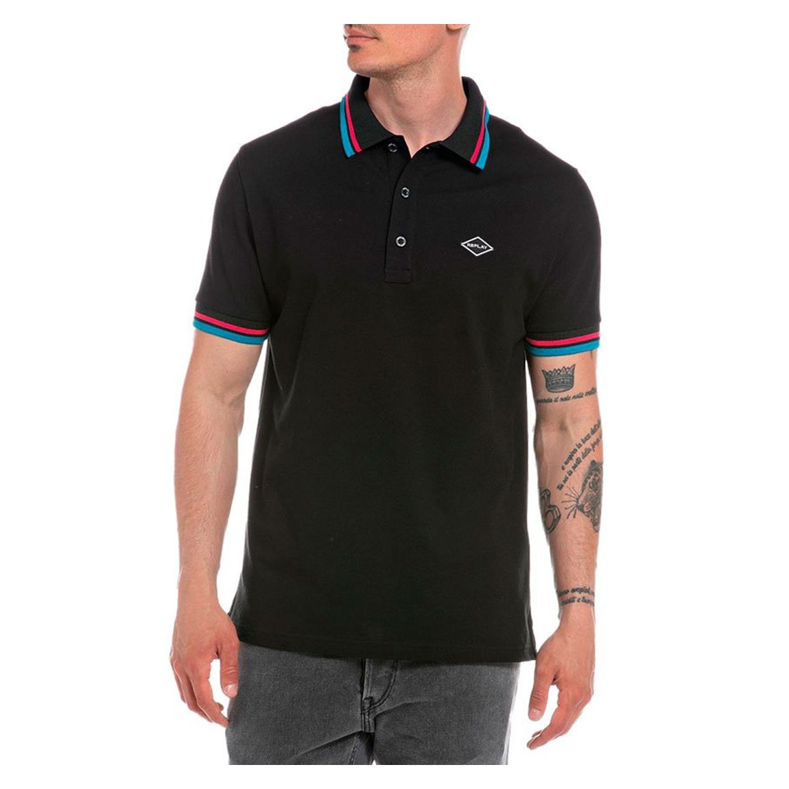 Black Stretch Cotton Polo Shirt main product photo