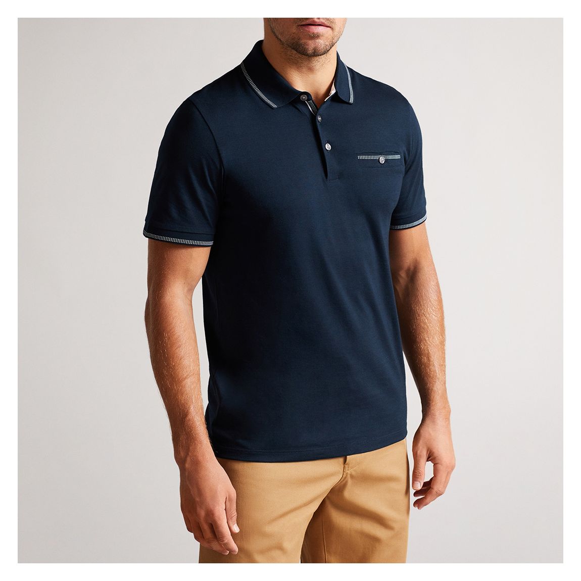 Navy Tortila Cotton Blend Polo Shirt main product photo
