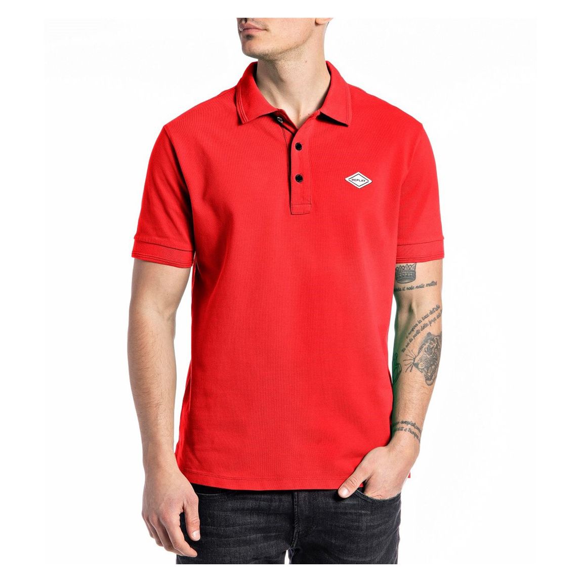 Red Cotton Pique Polo Shirt main product photo